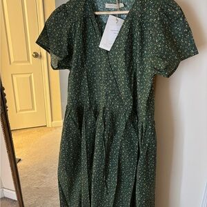 Christy Dawn Dark Green Floral Midi Dress
